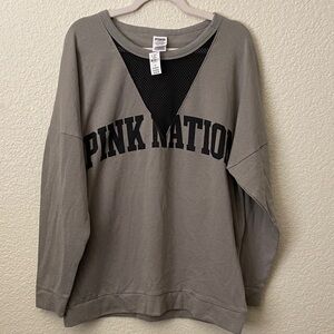 PINK Victoria's Secret Green and Black Mesh Sweatshirt